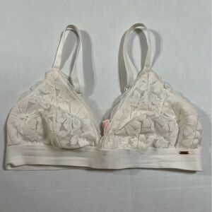 PINK Victoria Secret white lace floral Bralette size‎ XL